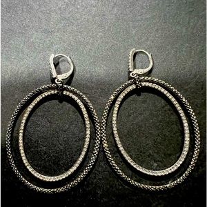 Judith Jack earrings sterling silver and marcasite. 2 1/2” long from top of hook
